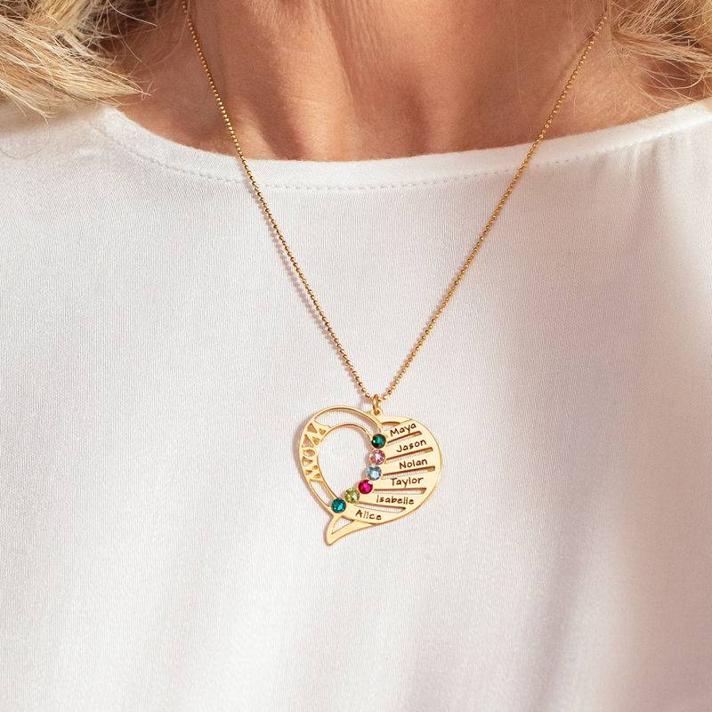 Engraved Mom Birthstone Necklace  - Gold Plated-6 product photo