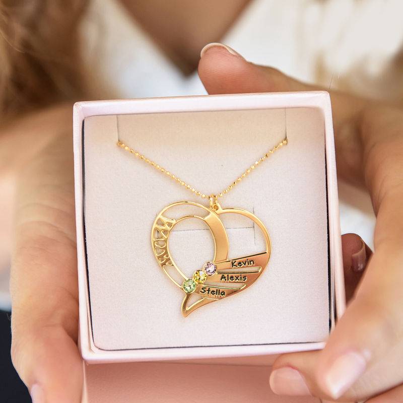 Engraved Mom Birthstone Necklace in 10K Yellow Gold-7 product photo