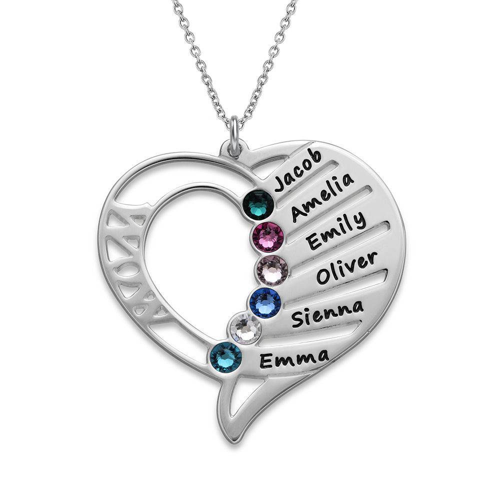 Engraved Mom Birthstone Necklace in Sterling Silver-1 product photo