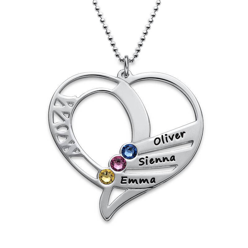 Engraved Mom Birthstone Necklace in Sterling Silver-2 product photo