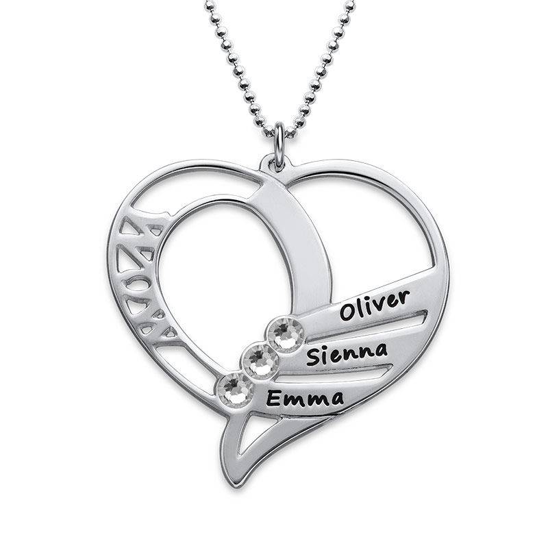 Engraved Mom Birthstone Necklace in Sterling Silver-3 product photo