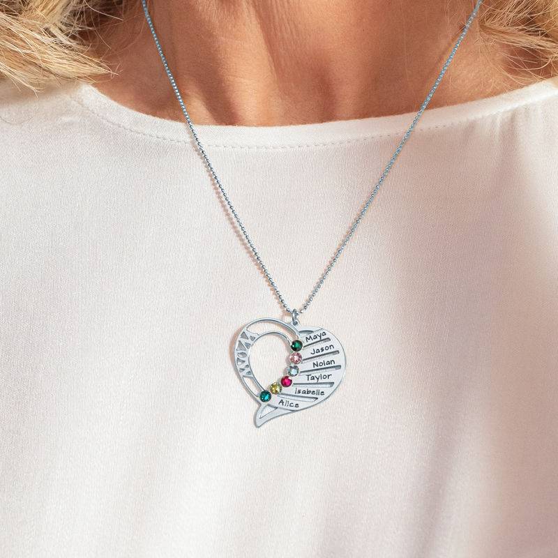 Engraved Mom Birthstone Necklace in Sterling Silver-6 product photo