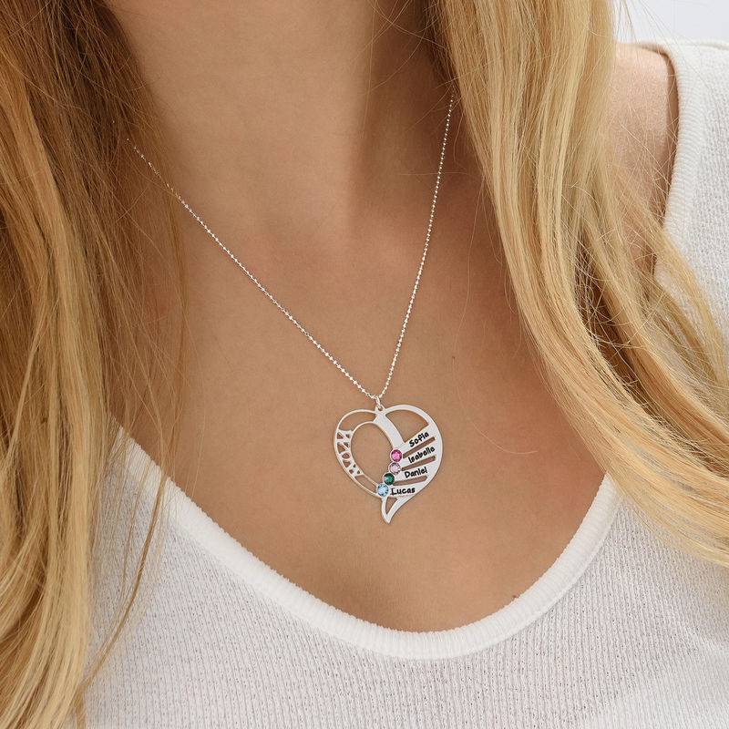 Engraved Mom Birthstone Necklace in Sterling Silver-7 product photo