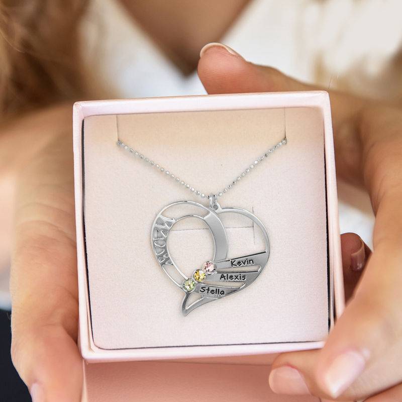 Engraved Mom Birthstone Necklace in Sterling Silver-8 product photo
