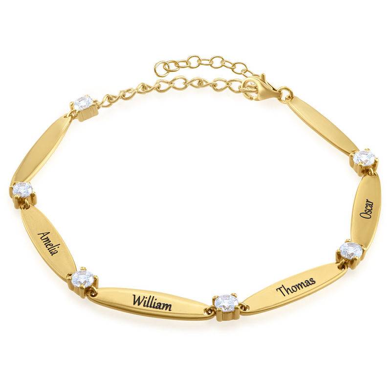 Engraved Mother Bracelet with Cubic Zirconia in Gold Vermeil-1 product photo