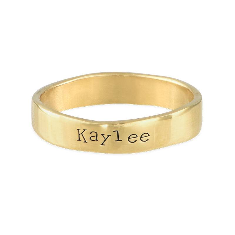 Engraved Name Ring - Hand Stamped Style with Gold Plating-2 Engraved Name Ring - Hand Stamped Style with Gold Plating-2 product photo