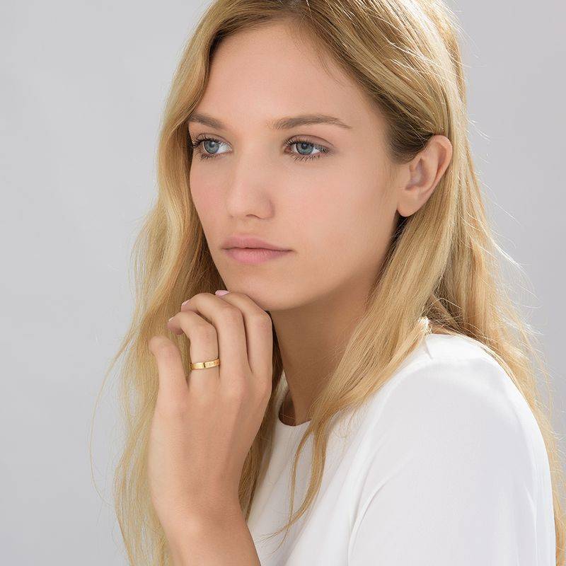 Engraved Name Ring - Hand Stamped Style with Gold Plating-3 Engraved Name Ring - Hand Stamped Style with Gold Plating-3 product photo