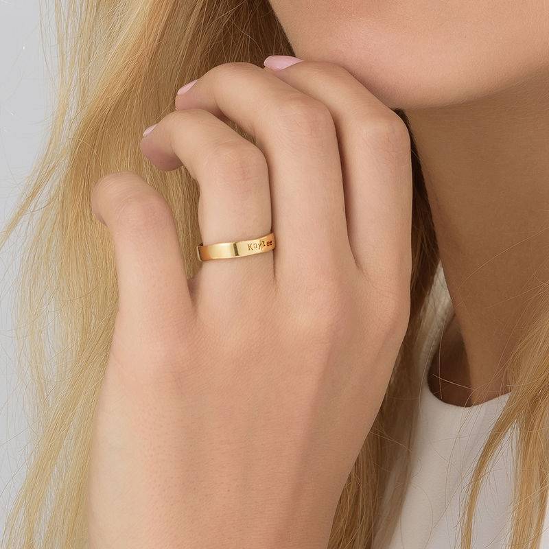 Engraved Name Ring - Hand Stamped Style with Gold Plating-4 Engraved Name Ring - Hand Stamped Style with Gold Plating-4 product photo