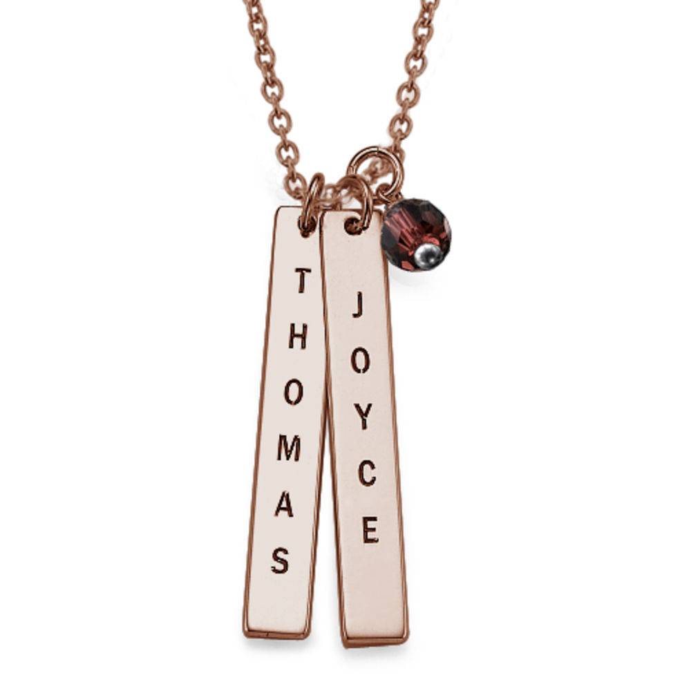 Engraved Name Tag Necklace with Freshwater Pearl - Rose Gold Plated-2 product photo