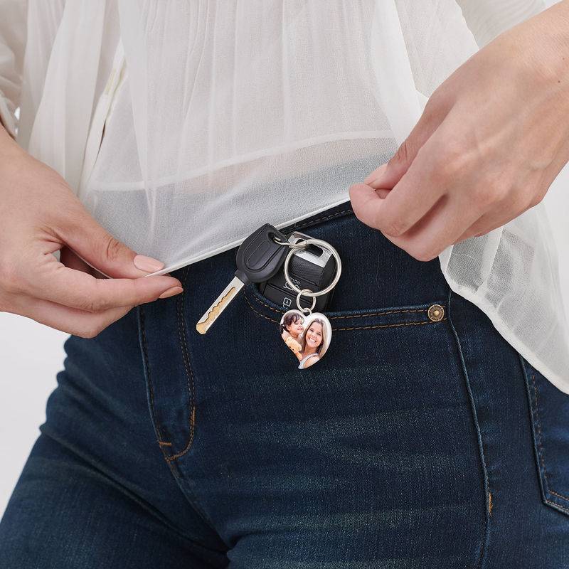 Engraved Photo Keychain - Heart Shaped-3 product photo