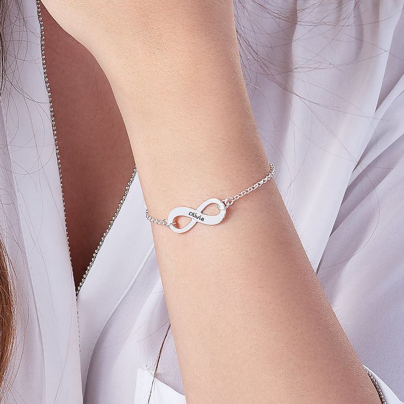 Engraved Silver Infinity Bracelet-4 product photo