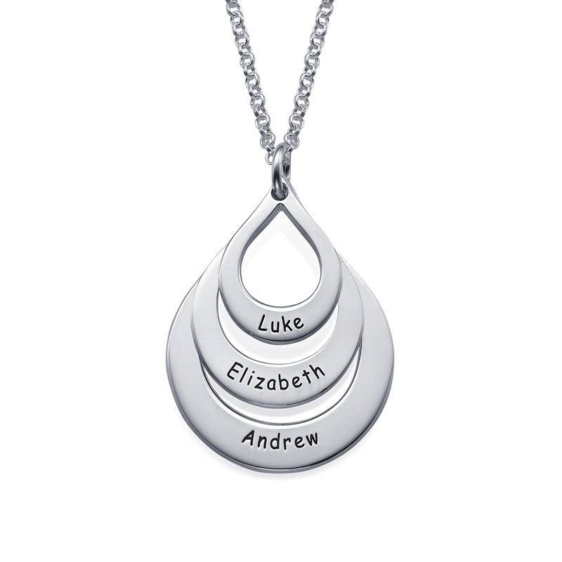 Engraved Sterling Silver Family Necklace Drop Shaped-1 product photo