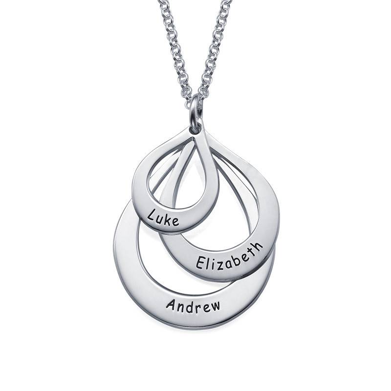 Engraved Sterling Silver Family Necklace Drop Shaped-2 product photo