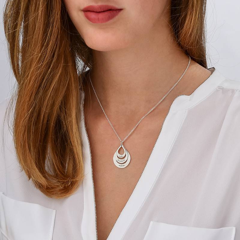 Engraved Sterling Silver Family Necklace Drop Shaped-3 product photo