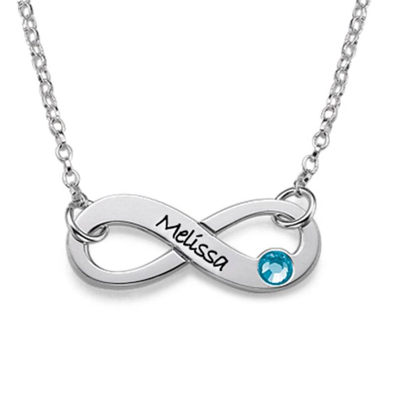 Engraved Swarovski Infinity Necklace-1 product photo