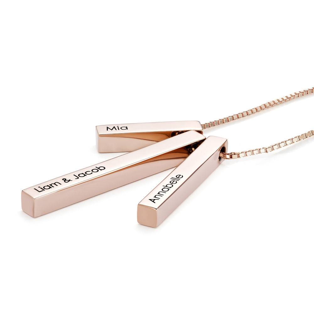 Engraved Triple 3D Vertical Bar Necklace in Rose Gold Plating-2 product photo