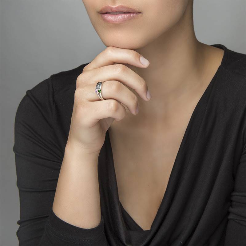 Gravierbarer Geburtsstein Ring aus Sterling Silber-3 product photo