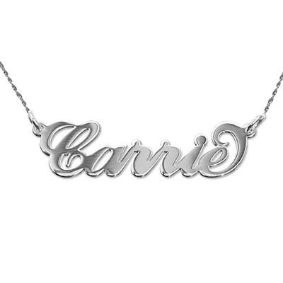 Extra Thick 14k White Gold Carrie Name Necklace-1 product photo