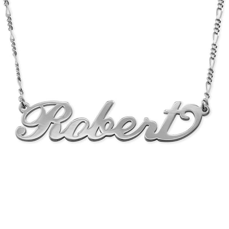Extra Thick Silver Name Necklace With Cuban Chain for Men-1 product photo