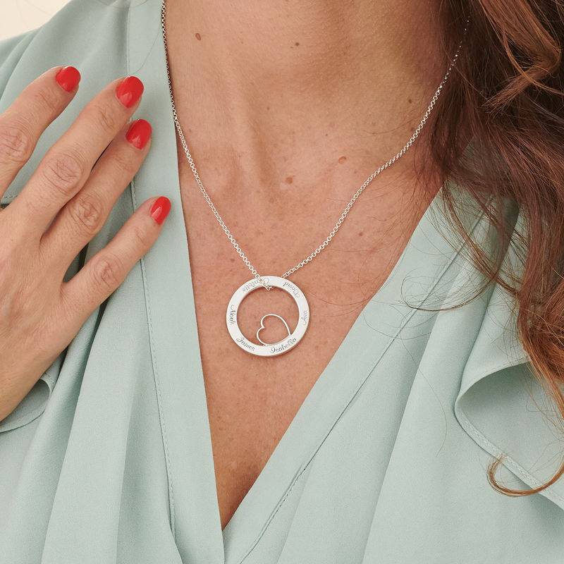 Family Love Circle Pendant Necklace in Sterling Silver-5 product photo