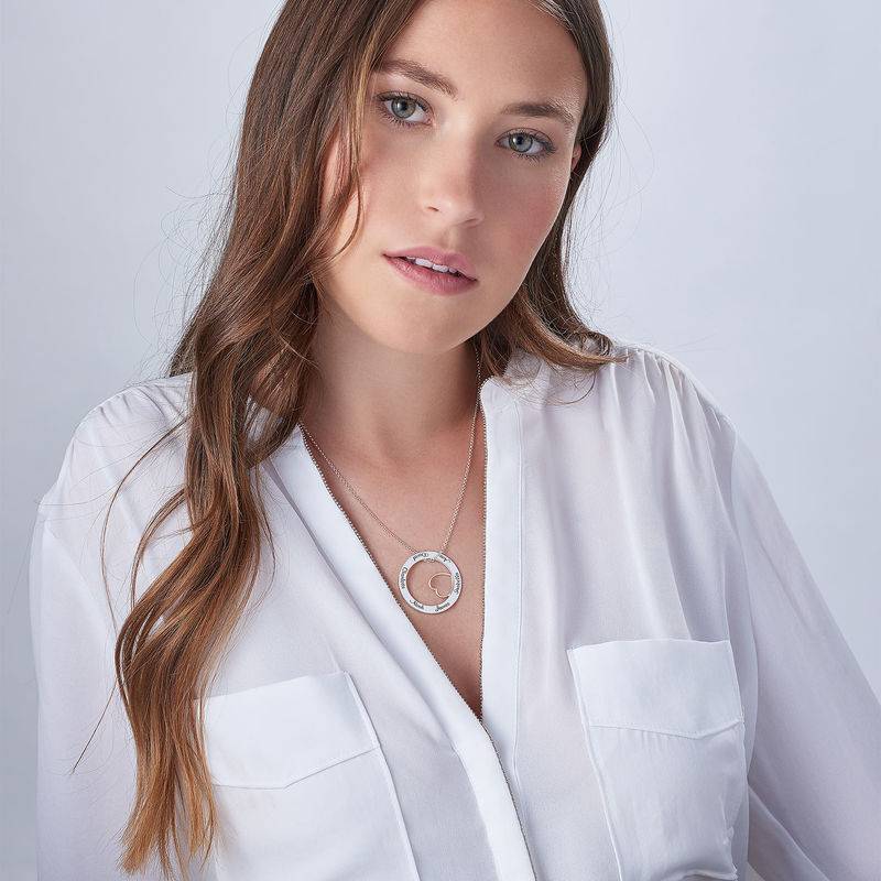 Family Love Circle Pendant Necklace in Sterling Silver-6 product photo