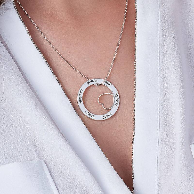 Family Love Circle Pendant Necklace in Sterling Silver-7 product photo
