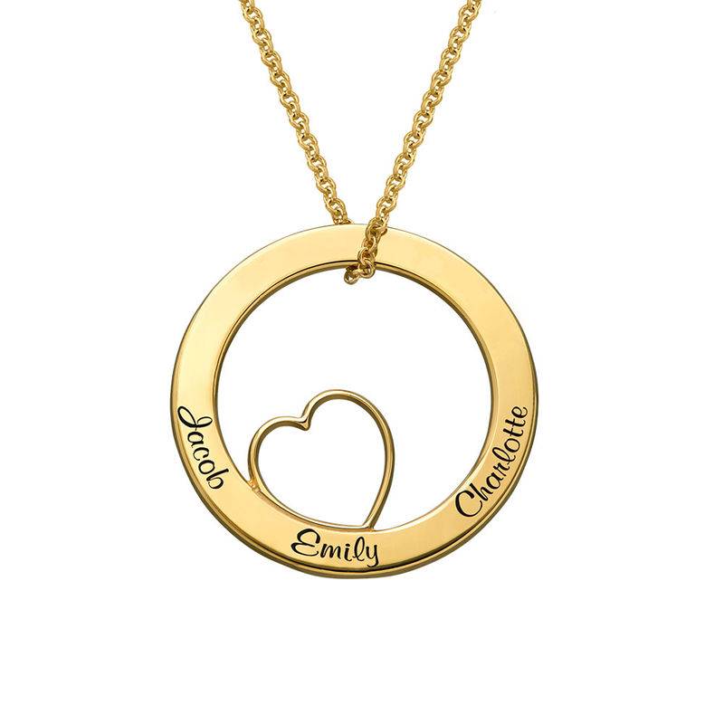 Family Love Circle Pendant Necklace with Gold Plating-2 product photo