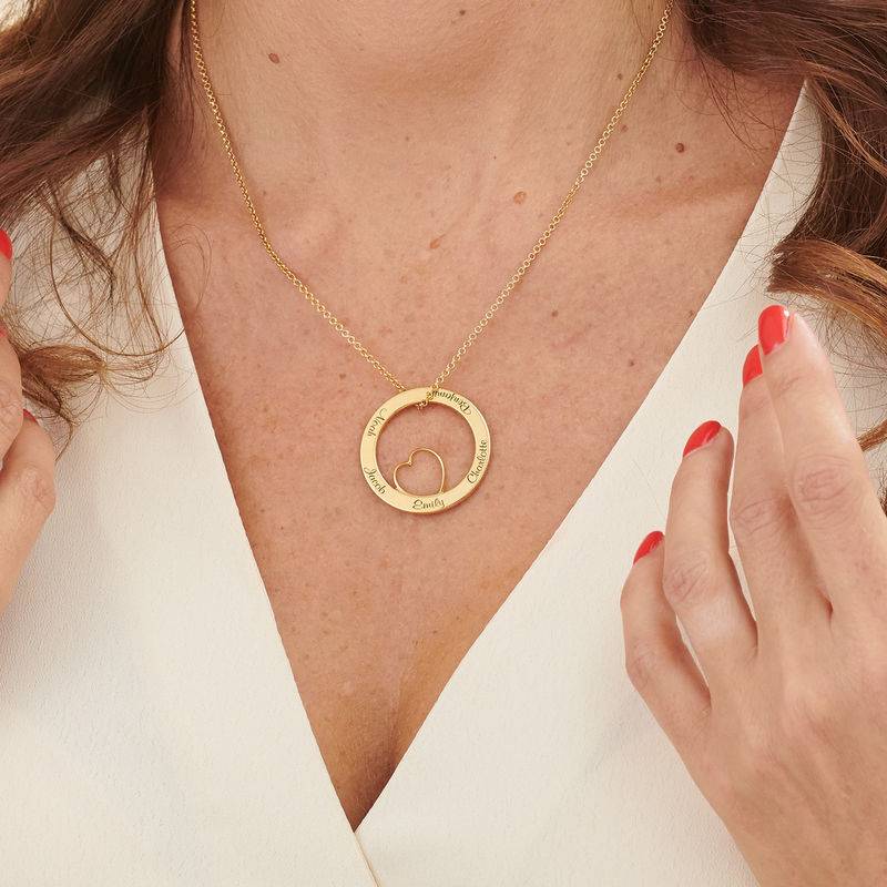 Family Love Circle Pendant Necklace with Gold Plating-5 product photo