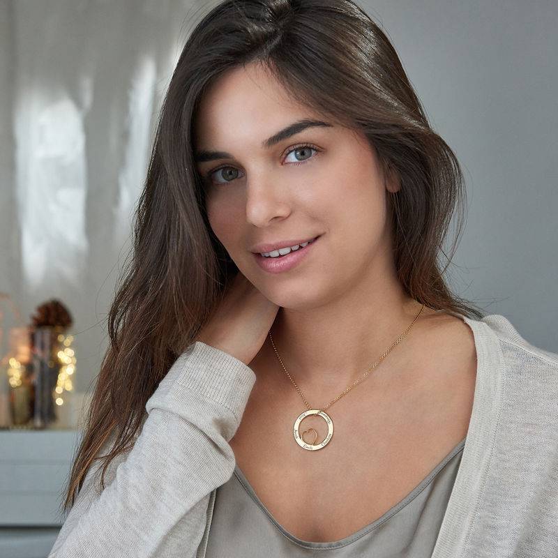 Family Love Circle Pendant Necklace with Gold Plating-6 product photo