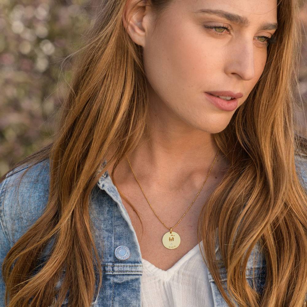 Family Necklace for Mom in 18k Gold Vermeil with Diamond-2 product photo