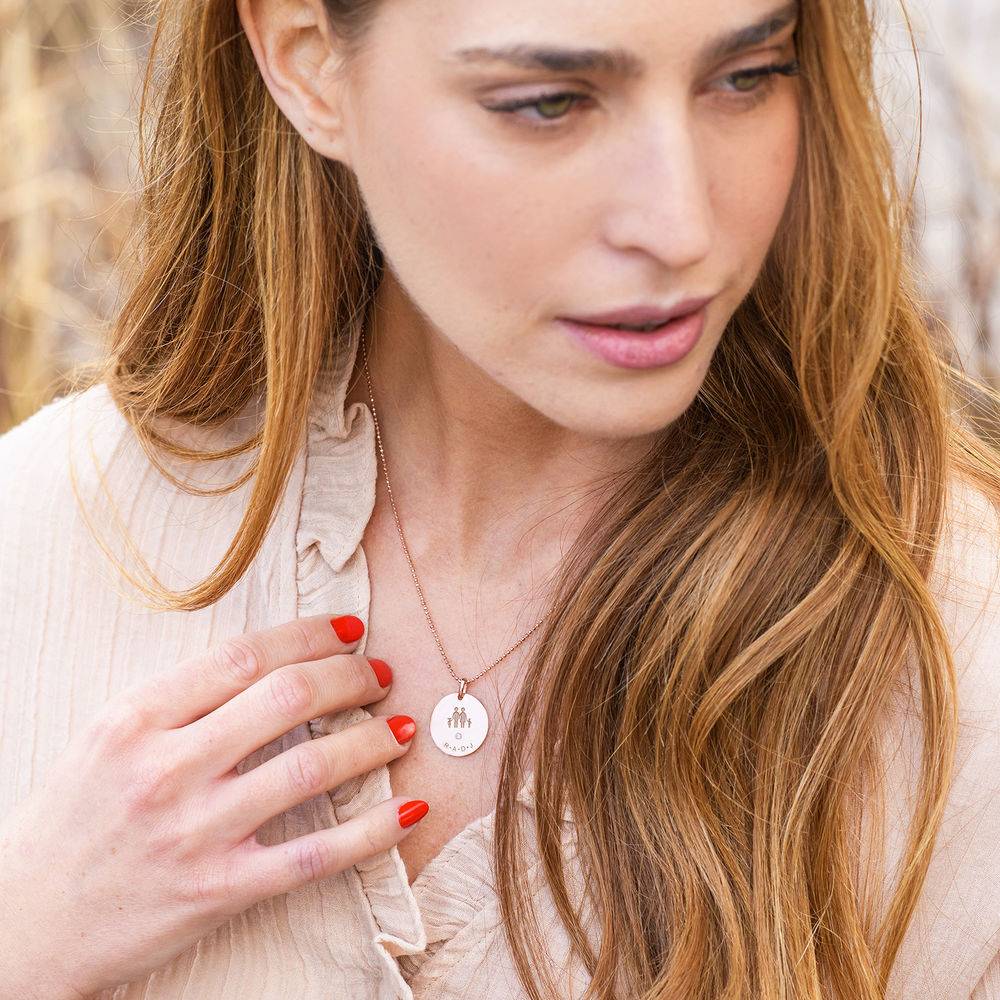 Family Necklace for Mom in 18k Rose Gold Plated with Diamond-2 product photo