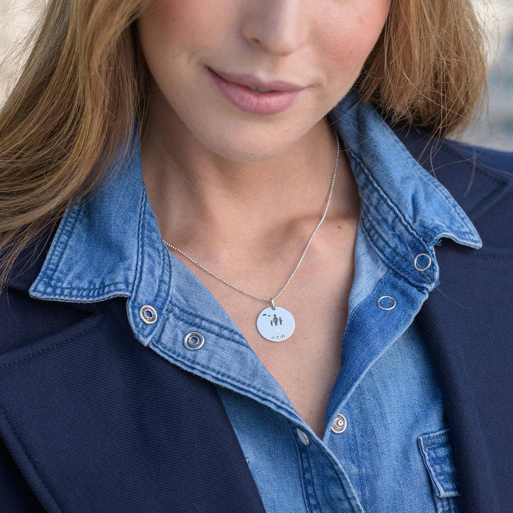 Family Necklace for Mom in Sterling Silver with Diamond-2 product photo