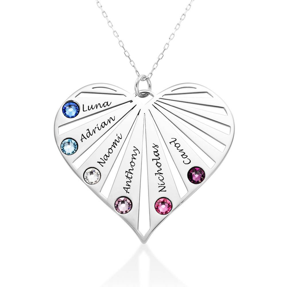 Family Necklace with Birthstones in 10k White Gold-1 product photo