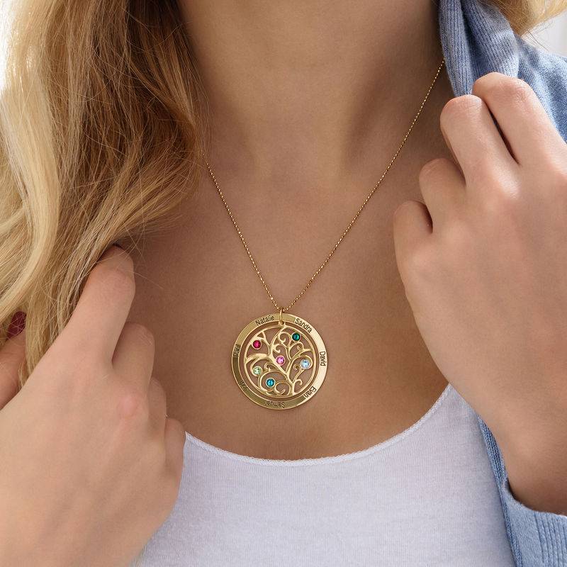 Family Tree Birthstone Necklace - 18k Gold Plated-4 product photo