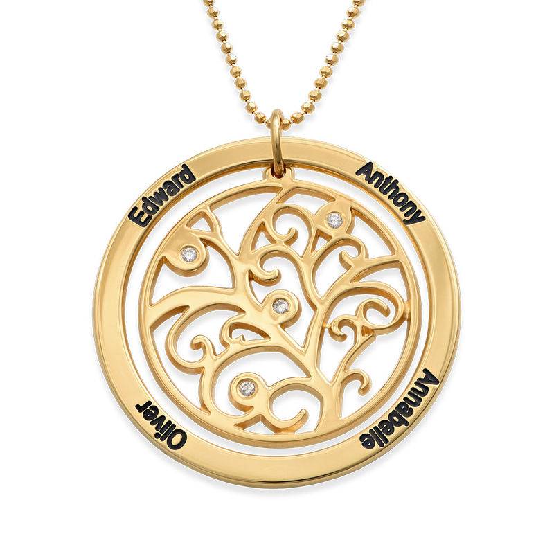 Family Tree Birthstone Necklace Gold Plated  with Diamonds-1 product photo