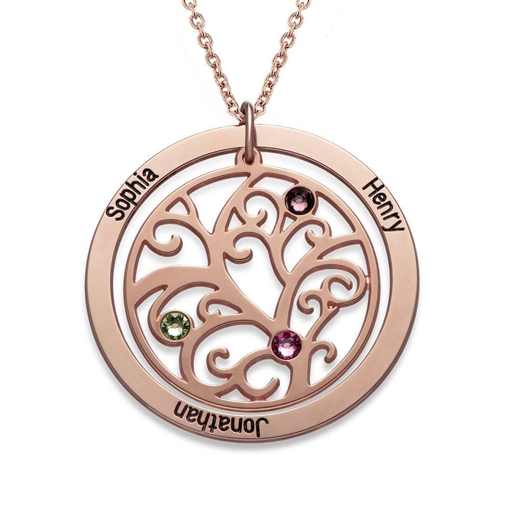 Family Tree Birthstone Necklace with Rose Gold Plating-1 product photo