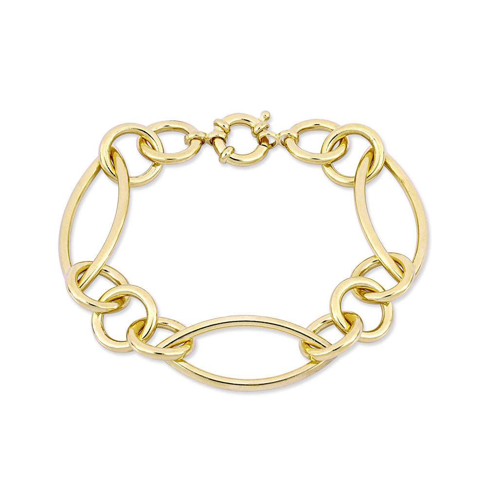 Fancy Link Bracelet in Gold Plated Sterling Silver with Big Stylish Spring Ring Clasp-1 product photo