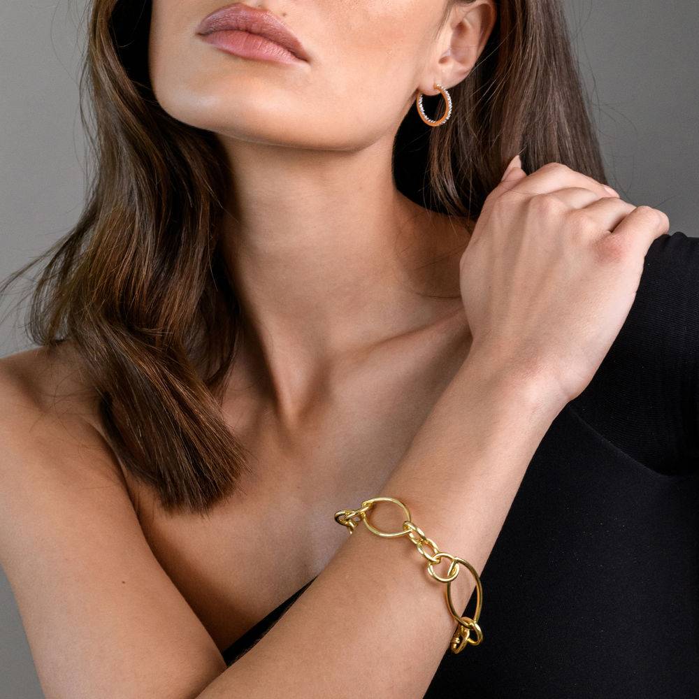 Fancy Link Bracelet in Gold Plated Sterling Silver with Big Stylish Spring Ring Clasp-3 product photo