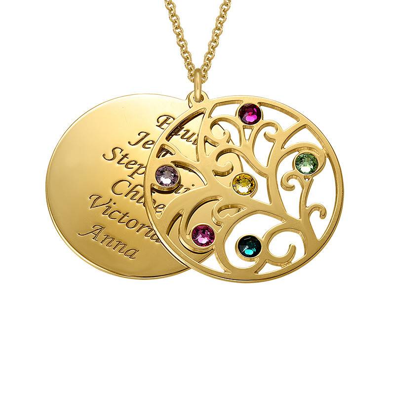 Filigree Family Tree Birthstone Necklace - Gold Plated-1 product photo