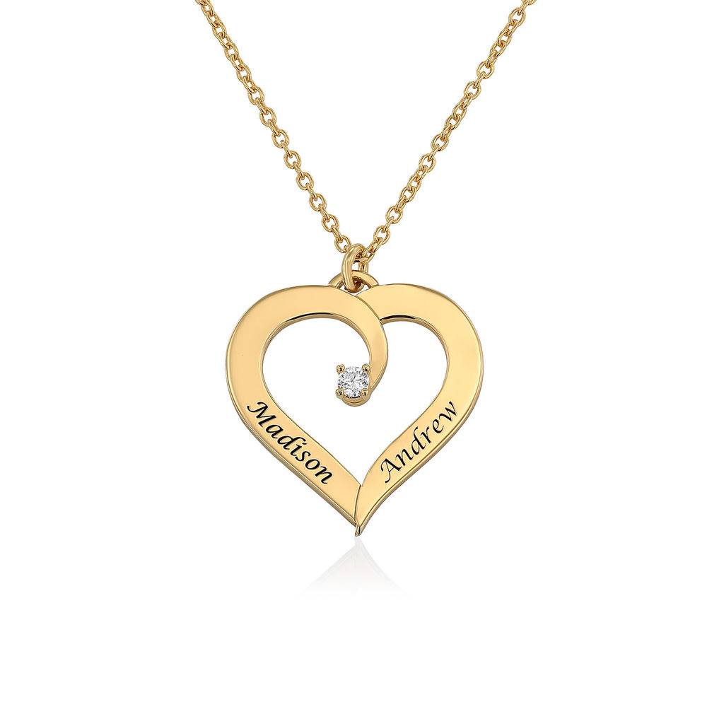 Fine Diamond Custom Heart Necklace in Gold Plating-1 product photo