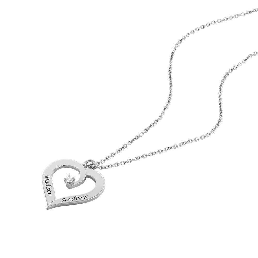 Fine Diamond Custom Heart Necklace in Sterling Silver-2 product photo