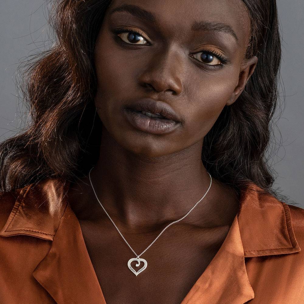 Fine Diamond Custom Heart Necklace in Sterling Silver-3 product photo