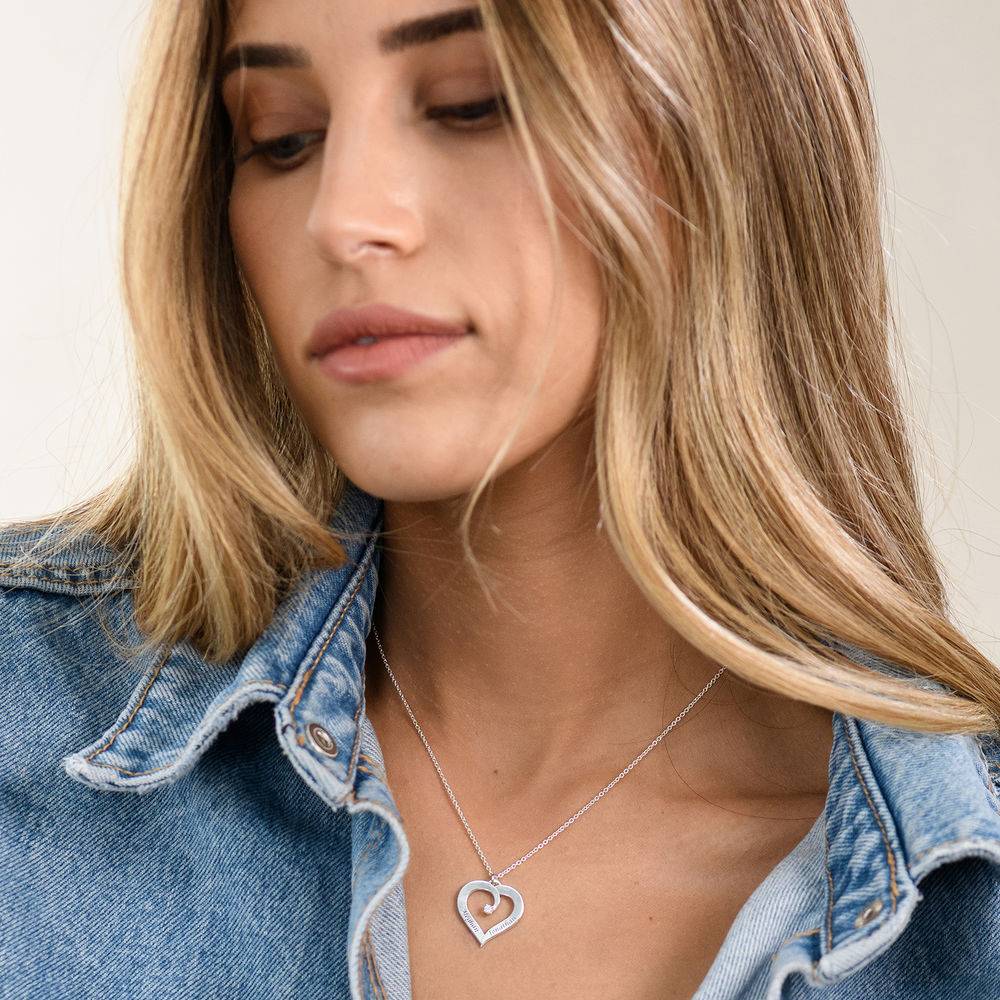 Fine Diamond Custom Heart Necklace in Sterling Silver-5 product photo