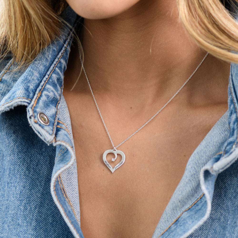 Fine Diamond Custom Heart Necklace in Sterling Silver-6 product photo