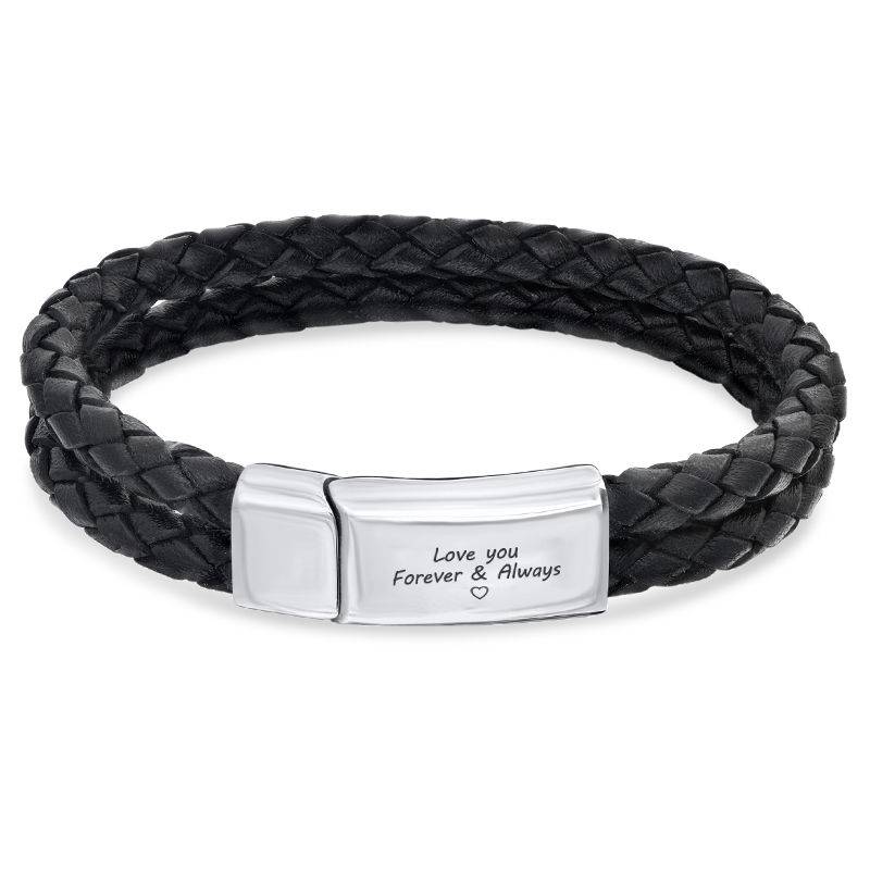 Forever & Always Black Leather Bracelet for Men-1 product photo