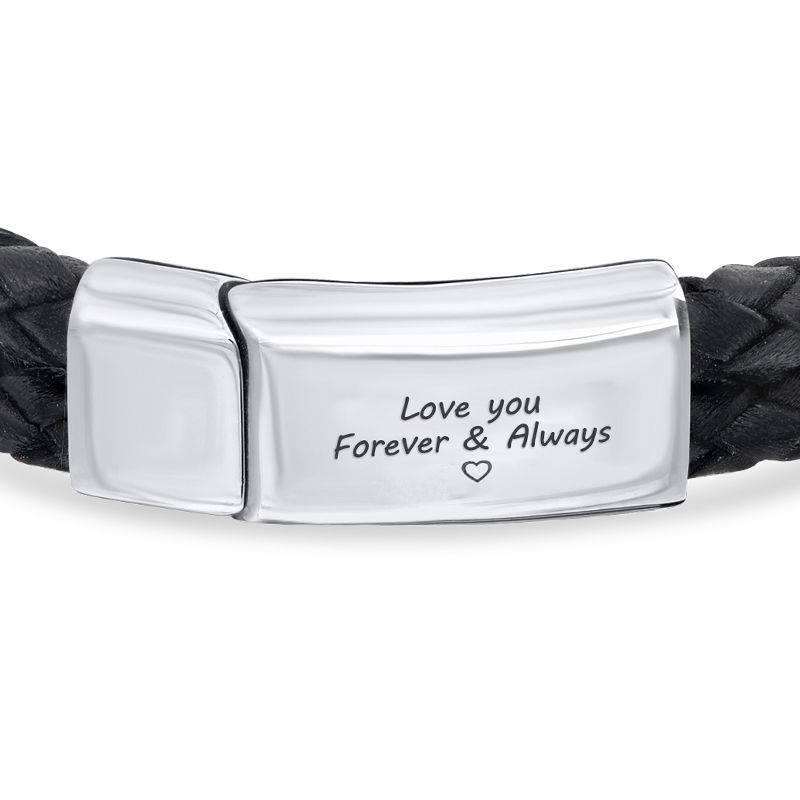 Forever & Always Black Leather Bracelet for Men-2 product photo