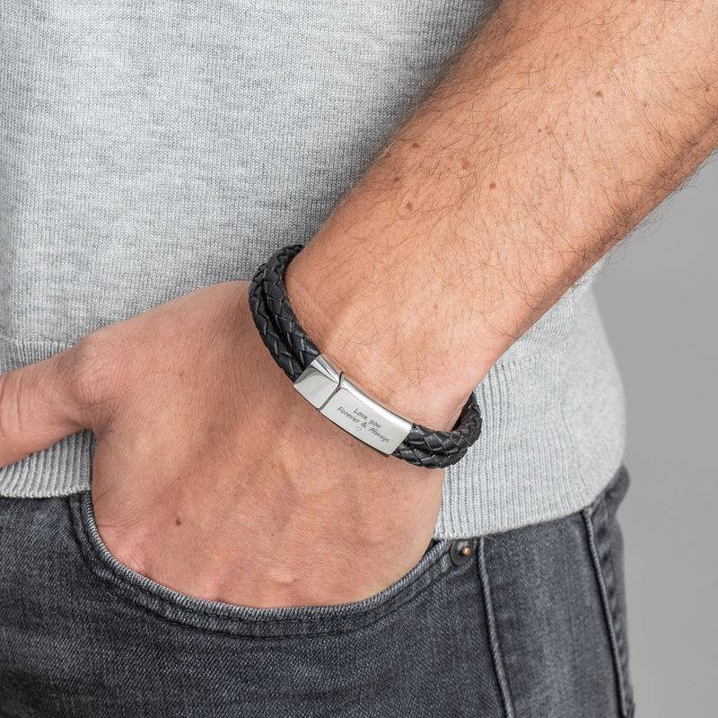 Forever & Always Black Leather Bracelet for Men-3 product photo