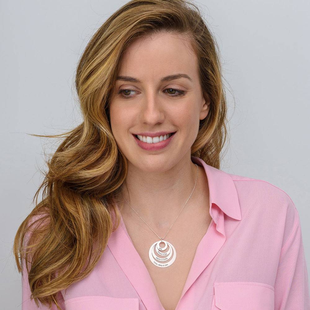 Four Open Circles Necklace with Engraving in 10K White Gold-2 product photo