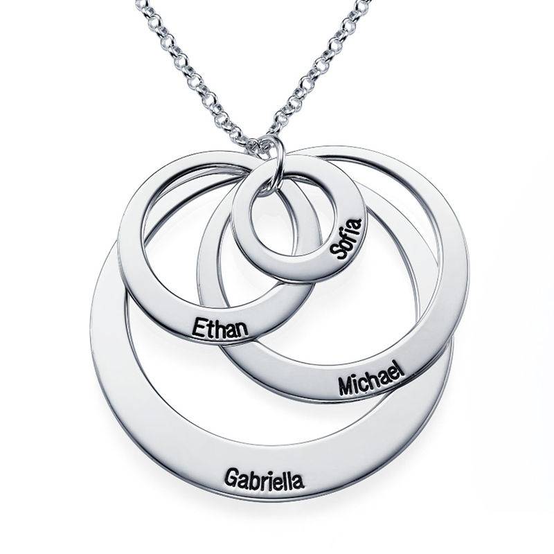 Four Open Circles Necklace with Engraving in Sterling Silver-2 product photo
