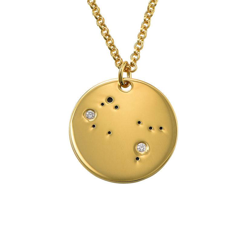 Gemini Constellation Necklace with Diamonds in Gold Plating-1 product photo
